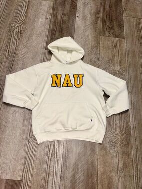 Vintage NAU Northern Arizona University white Russell hoodie NCAA USA MADE